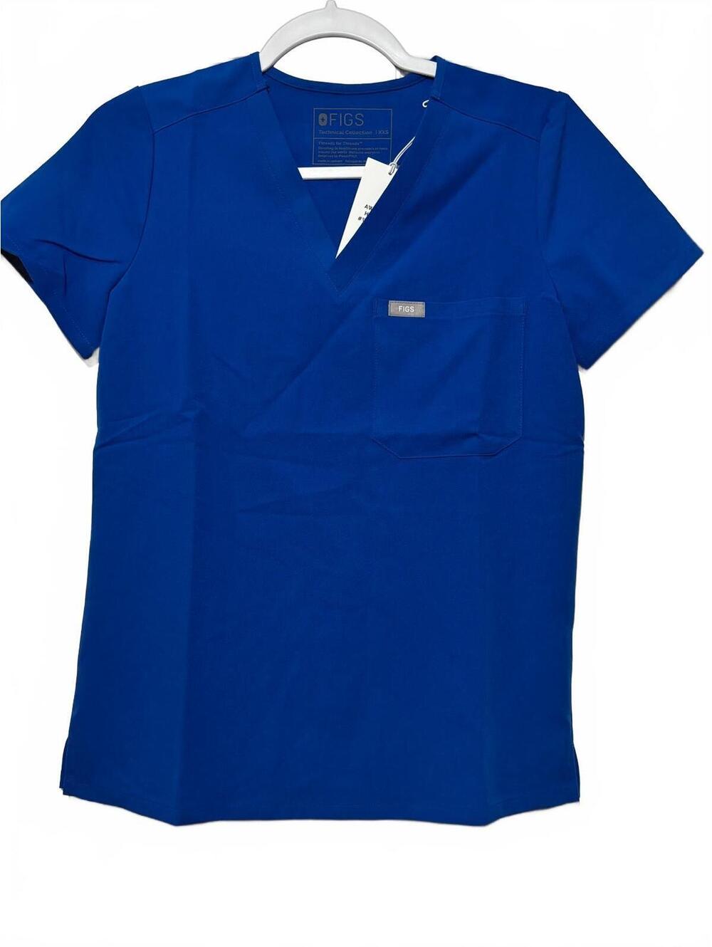 FIGS Technical Collection V-Neck Scrub Top in Royal Blue XXS